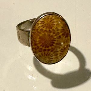 Sterling silver ring with cool toffee colored stone. Size 7.